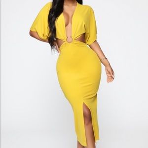 Cutout Midi Dress - Mustard